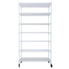Load image into Gallery viewer, 7 Tier Metal Shelf Wire Shelving Unit, 2450Lbs Heavy Duty Adjustable Storage Rack With Wheels &amp; Shelf Liners For Closet Kitchen Garage Basement Commercial Shelving

