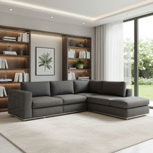 Load image into Gallery viewer, Italian Leather Reclining L Shaped Two Piece Corner Sectional - Dark Gray
