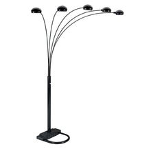 Load image into Gallery viewer, Five Light Arc Floor Lamp With Black Dome Shade - Black
