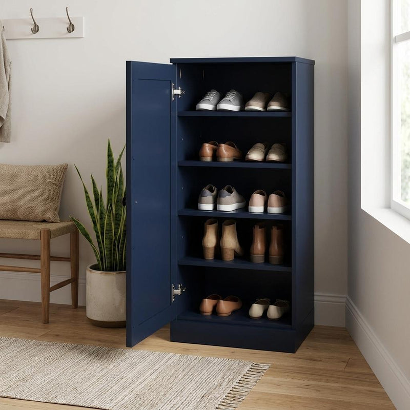 Ten Pair Solid Woodshoe Storage Cabinet (752121) - Navy Blue