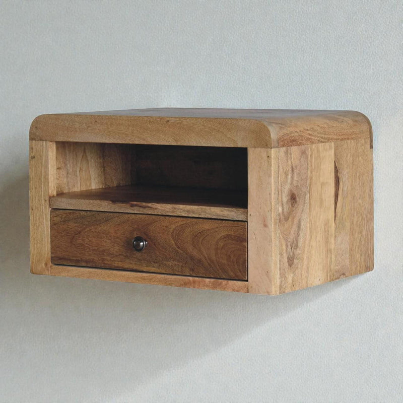 18" Solid Wood One Drawer Floating Nightstand - Oak