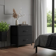 Load image into Gallery viewer, Fabric Metal And Wood Two Drawer Dresser - Black
