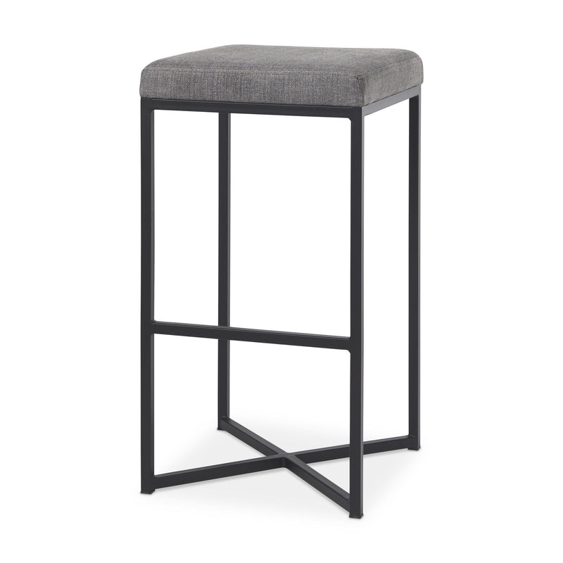 Fabric And Iron Backless Bar Height Bar Chair - Gray / Black