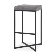 Load image into Gallery viewer, Fabric And Iron Backless Bar Height Bar Chair - Gray / Black
