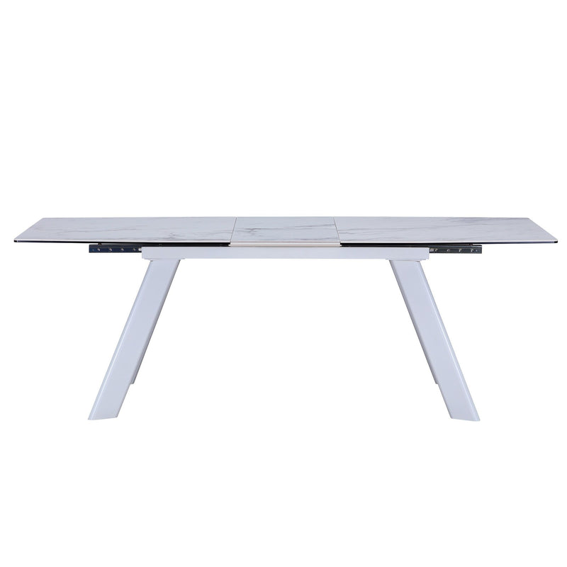 71" Ceramic And Metal Self-Storing Leaf Extendable Dining Table - Gray / White