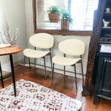 Load image into Gallery viewer, Upholstered Faux Leather Curved Back Dining Side Chairs (Set of 2) - White
