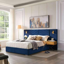 Load image into Gallery viewer, Upholstered Bed Frame With Vertical Channel Tufted Wingback Headboard
