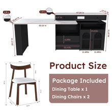 Load image into Gallery viewer, Retro Kitchen Island Set With Chairs, Extendable &amp; Rotating Table, 4 Drawers &amp; Door Cabinets
