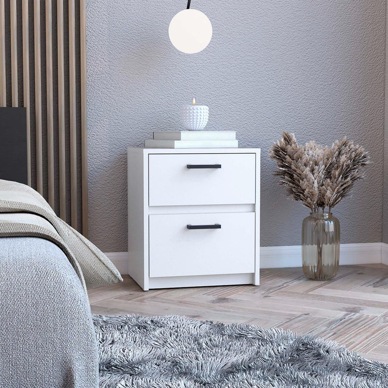 Wood Two Drawer Nightstand (518161) - White
