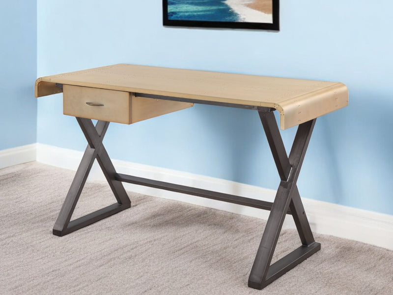 50" Aluminum Writing Desk - Gold And Black