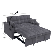 Load image into Gallery viewer, Modern Loveseat Futon Sofa With Pullout Bed, Adjustable Reclining Backrest, Toss Pillows
