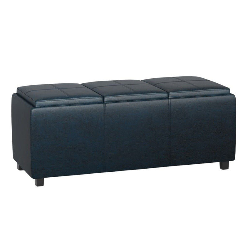 42" Upholstery Storage Ottoman - Dark Brown / Blue
