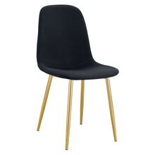 Load image into Gallery viewer, Luxury Simple Chair (Set of 4) Linen Cotton High Resilience Dining Chair With Metal en Legs - Black / Gold
