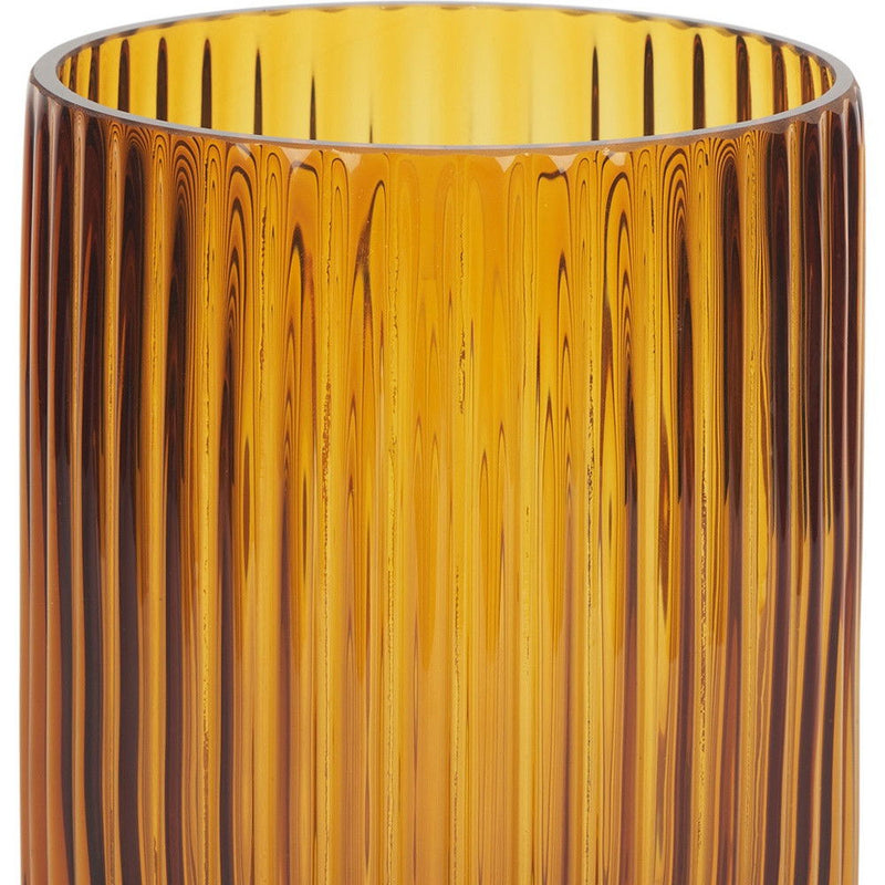 Cylinder Ribbed Table Vase - Amber