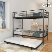 Load image into Gallery viewer, Twin Over Twin Metal Bunk Bed Frame with Trundle（Upgrade reinforcement version）
