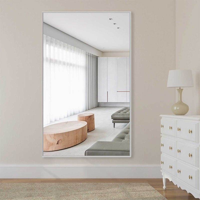 51" Metal Leaning Framed Full Length Mirror - Silver