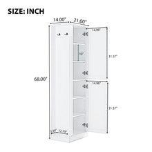 Load image into Gallery viewer, Tall Freestanding Bathroom Storage Cabinet With Adjustable Shelves And Side Hooks

