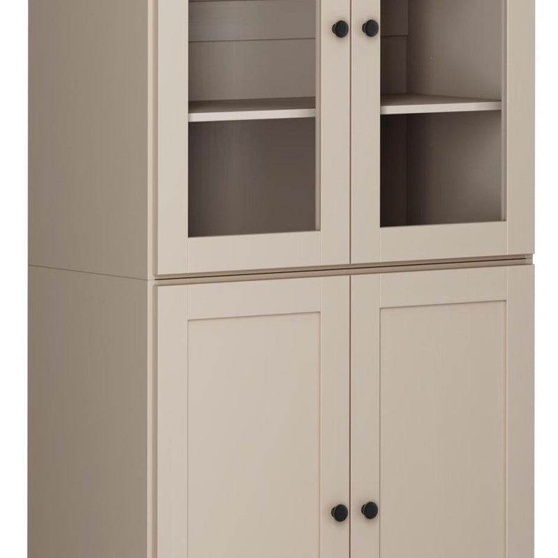 Solid Wood Adjustable Six Tier Library Bookcase With Four Doors (751526) - Beige