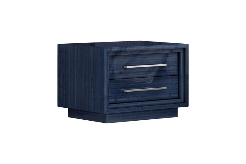 Sapphire Wood Two Drawer Nightstand - Blue