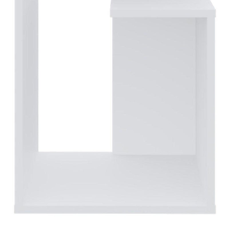 Wood Floor Shelf End Table With Shelf - White
