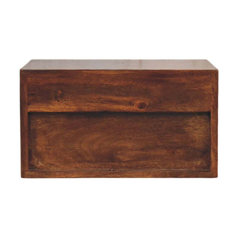 Solid Wood Two Drawer Floating Nightstand (731539) - Brown