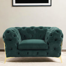 Load image into Gallery viewer, Velvet Tufted Club Chair - Green And Gold
