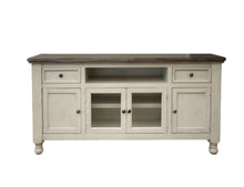 Load image into Gallery viewer, Wood Open Shelving Distressed TV Stand - Ivory
