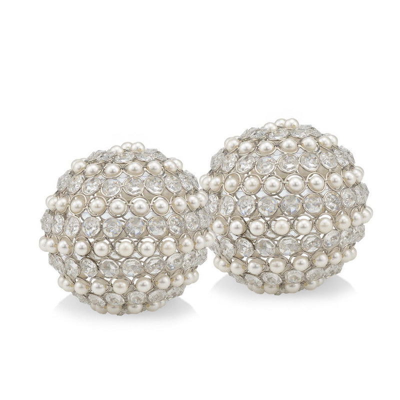 Decorative Orbs (Set of 2) (480014) - Silver / Clear