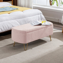 Load image into Gallery viewer, Storage Ottoman Bench For End Of Bed Legs, Modern Camel Faux Fur Entryway Bench Upholstered Padded With Storage For Living Room Bedroom
