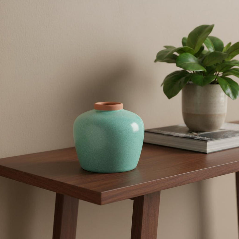 Mottled Round Table Vase - Blue / Brown