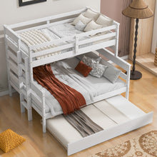 Load image into Gallery viewer, Wood Twin over Full Bunk Bed with Twin Size Trundle, White
