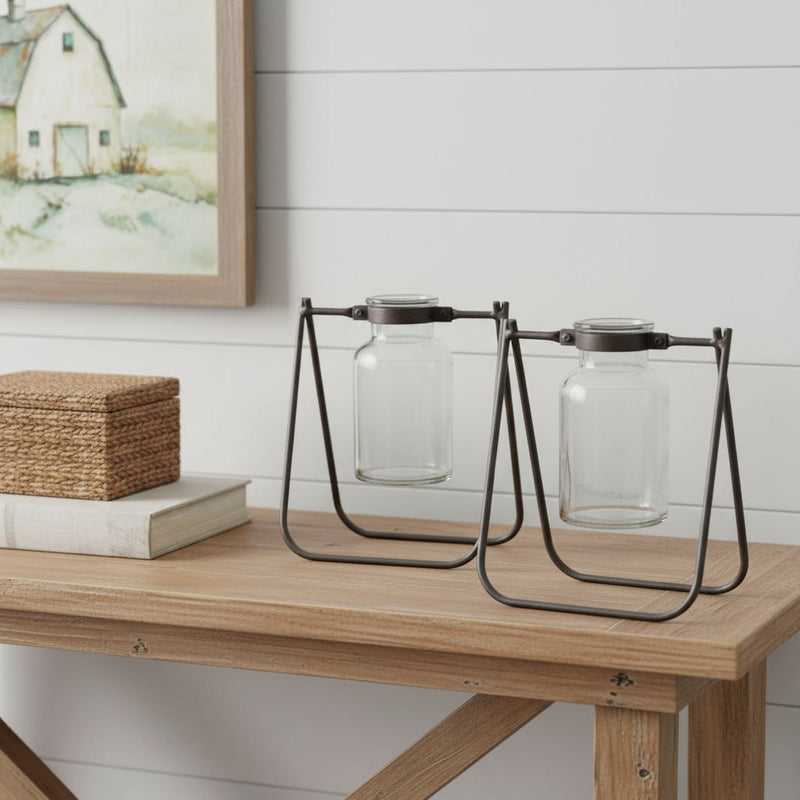 Round Table Vases (Set of 2) - Clear / Clear