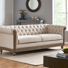 Load image into Gallery viewer, Comfy 3 Seat Sofa With Wooden Legs, Retro Style For Living Room And Study
