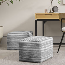 Load image into Gallery viewer, Carina - Square Woven Pouf - Black White
