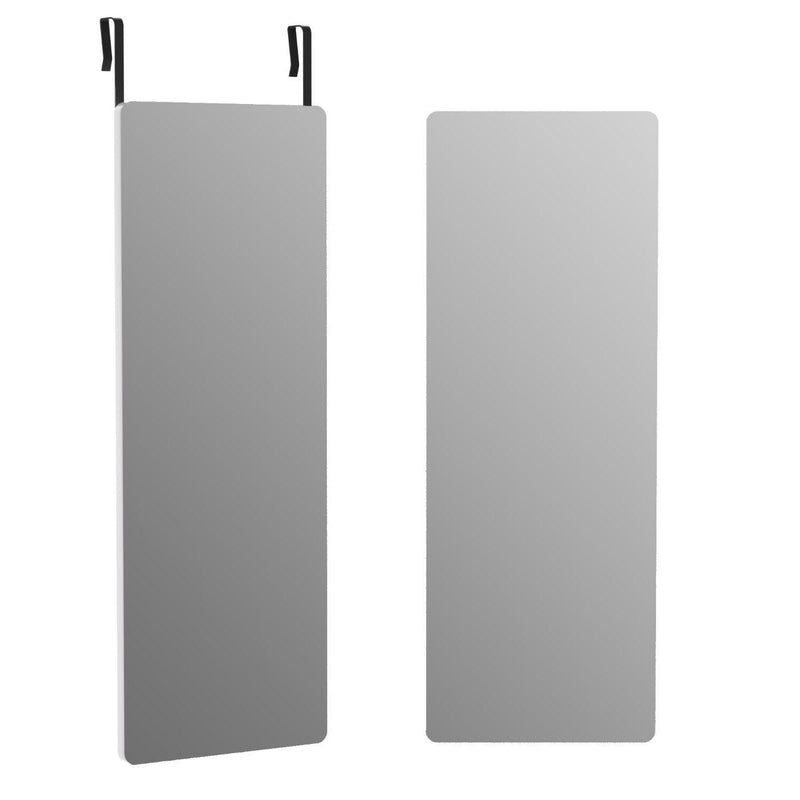 Aluminum Wall Mounted And Over The Door Framed Full Length Hanging Mirror - Silver