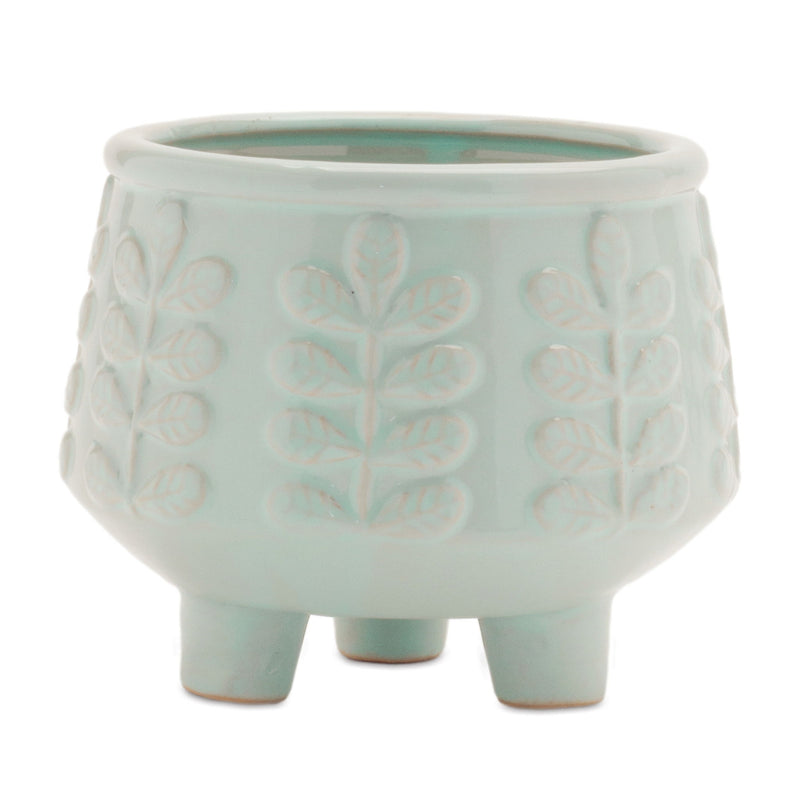 Leaf Round Pot Planters (Set of 4) - Teal Blue