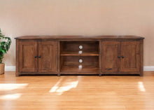 Load image into Gallery viewer, Solid Wood Cabinet, Enclosed Storage Distressed TV Stand - Brown
