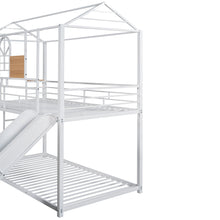 Load image into Gallery viewer, Twin Over Twin Metal Bunk Bed ,Metal Housebed With Slide,Three Colors Available.(White with White  Slide)(OLD SKU :LP000095AAK)
