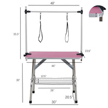 Load image into Gallery viewer, Folding Dog Pet Grooming Table Stainless Steel Frame Rubber Mat On Board With Adjustable Arm And Clamps Pet Dog Cat Grooming Table

