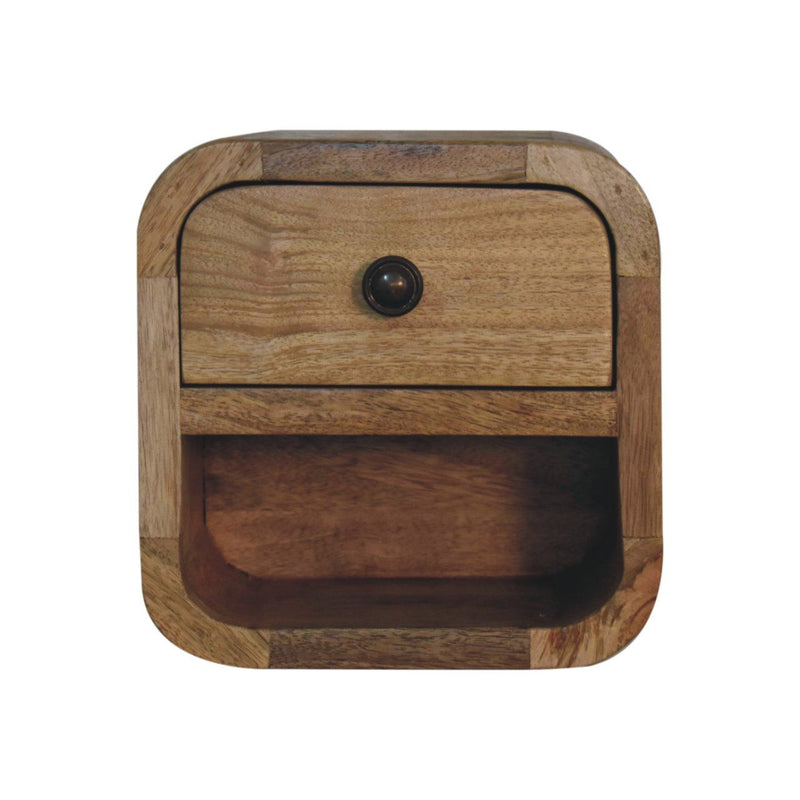 8" Solid Wood Square One Drawer Nightstand - Beige