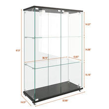 Load image into Gallery viewer, Modern Display Cabinet With LED Lights, Transparent Tempered Glass 2 Door Storage Case With 3 Shelves
