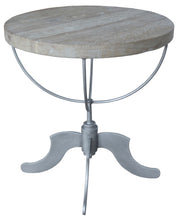 Load image into Gallery viewer, 30" Reclaimed Wood And Iron Round Pedestal End Table - Brown
