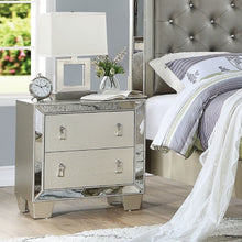 Load image into Gallery viewer, Nightstand With 2 Drawers And Mirror Accent - Silver
