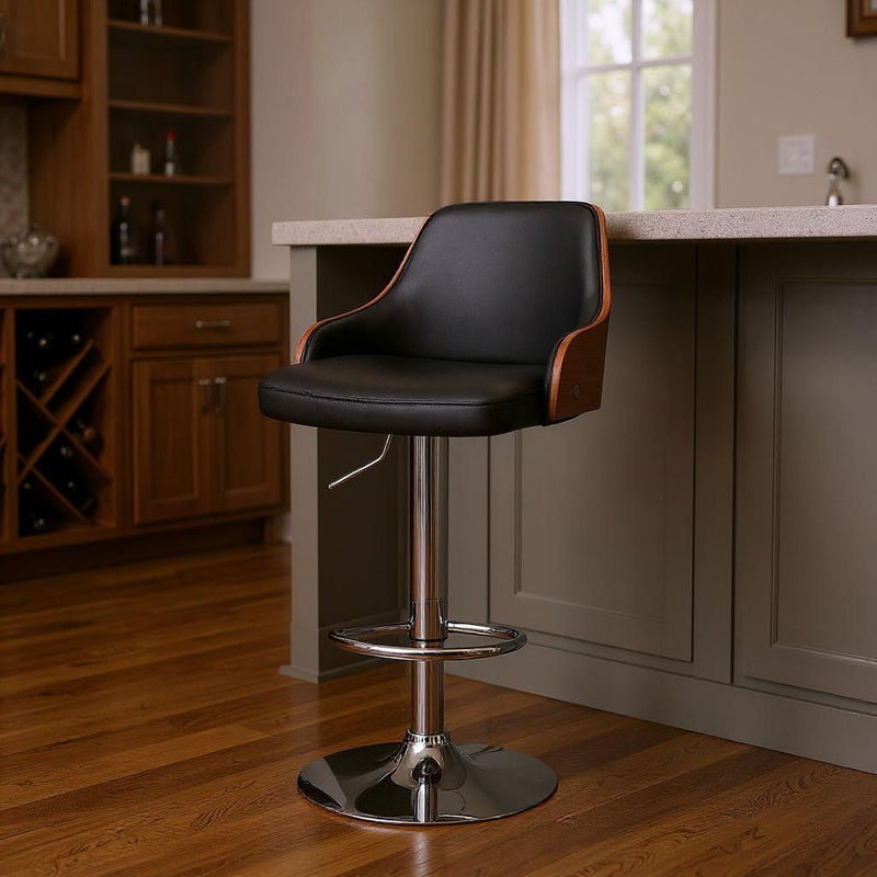 Swivel Adjustable Height Bar Chair - Black / Silver