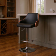 Load image into Gallery viewer, Swivel Adjustable Height Bar Chair - Black / Silver

