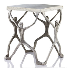 Load image into Gallery viewer, Aluminum Square End Table - Silver And Antiqued White
