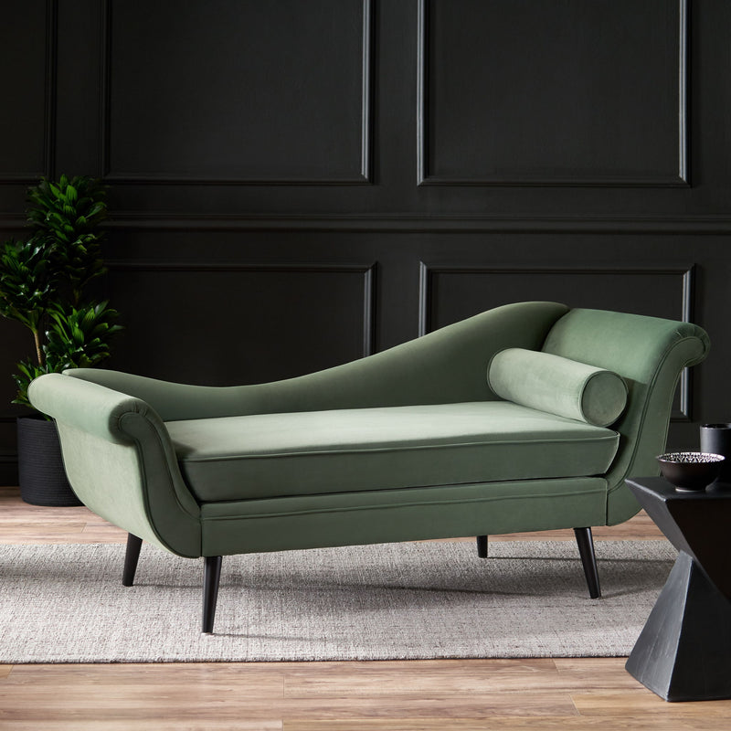 Auroral - Upholstered Chaise Lounge With Scrolled Arms And Tapered Legs