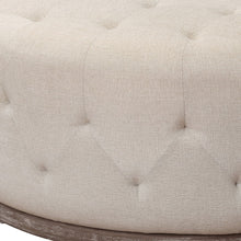 Load image into Gallery viewer, Velvet Tufted Round Ottoman - Ivory / Brown
