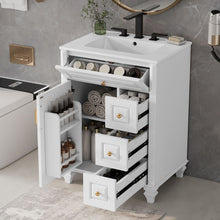 Load image into Gallery viewer, Freestanding Bathroom Vanity With Sink, 3 Drawers &amp; Flip-Out Drawer
