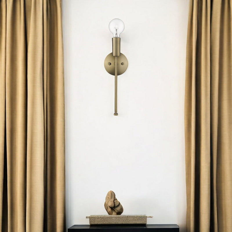 Dull Narrow Bulb Wall Light - Gold